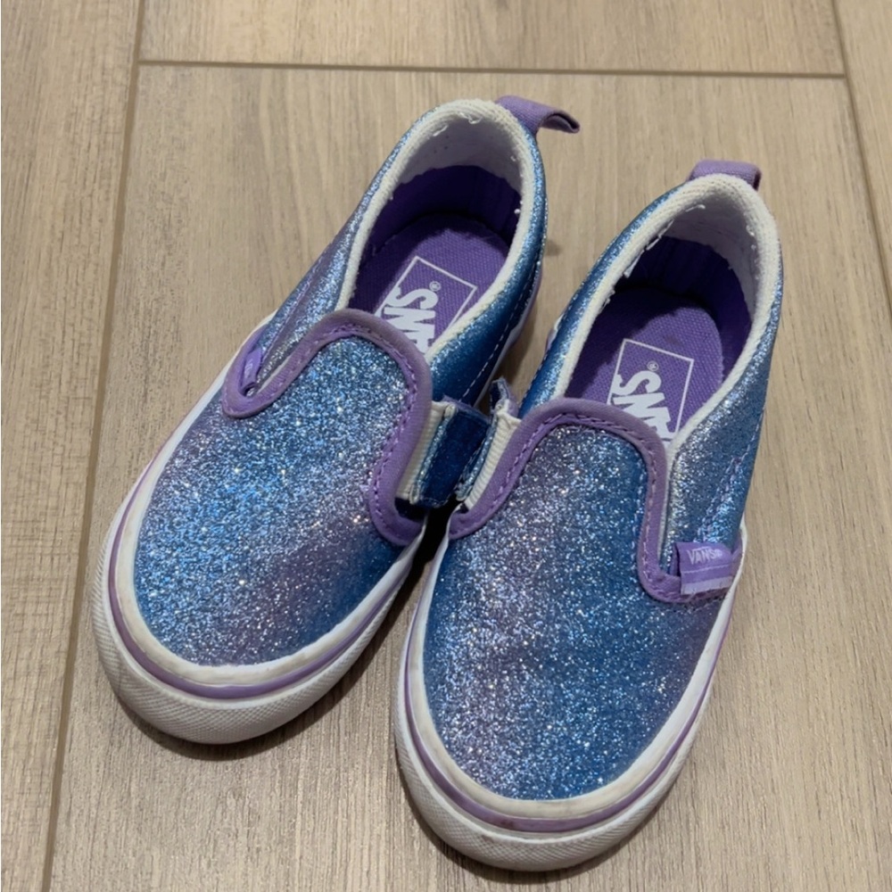Vans Kids Sparkly Slip-On Sneakers - Blue and Purple